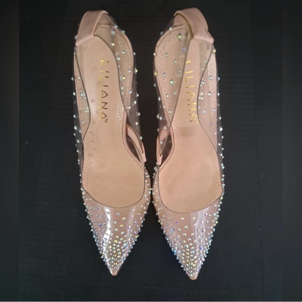 Stunning translucent rhinestone high heels!  Gorgeous shoe! - Picture 4 of 8